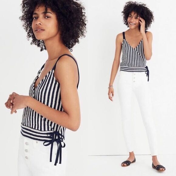 Madewell Finale Tank Top in Navy Stripe XXS - Picture 1 of 7